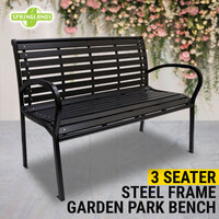 3 Seater Steel Garden Bench Park Bench Outdoor Lounge Patio Chair Rust-Resistant