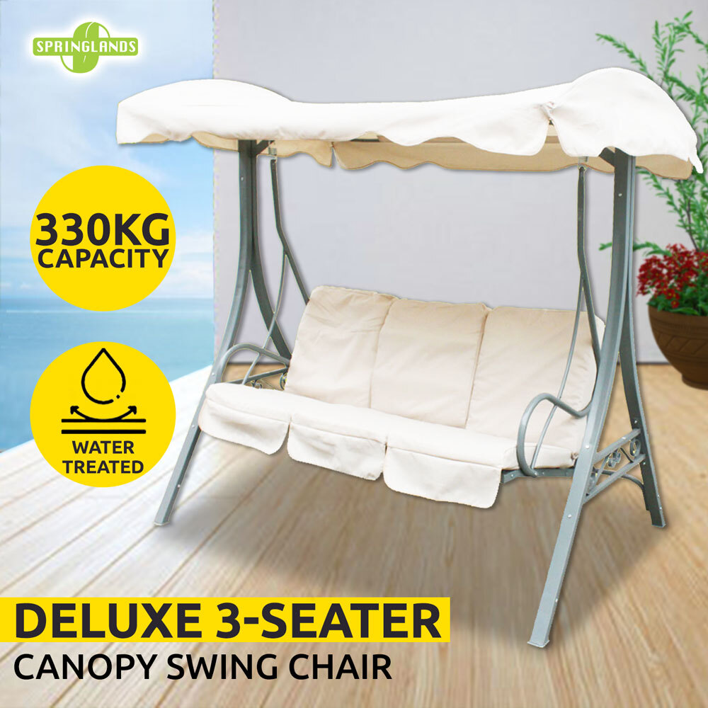 Outdoor Swing Chair Bed 3 Seat Canopy Patio Garden Hanging Recline Bench Grey