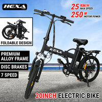 Foldable Electric Bike eBike Bicycle 20" Commuter LCD City Riding 7 Speeds Black