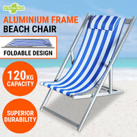 Aluminium Beach Deck Chair Foldable Sun Lounge Recliner Pool Folding Outdoor