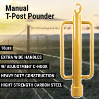 Manual Post Driver Fence T Post Pounder W/ Hook Carbon Steel Farm Hammer Rammer