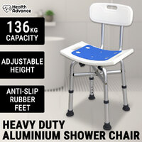 Aluminium Shower Chair W/ Backrest Adjustable Height Stool Seat Bench Safety Aid