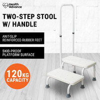 2 Step Stool W/ Handle Shower Foot Two Stand Ladder Elderly Bedside Kitchen Bath
