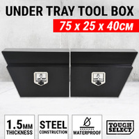 Steel Under Tray Tool Box Pair Ute Toolbox Truck Undertray Underbody 750MM Black