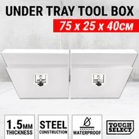 Under Tray Tool Box Pair Set Ute White Steel Toolbox Truck Undertray Underbody